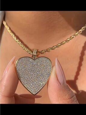 Affordable Fashion Finds Gold Heart Pavé Crystal Necklace